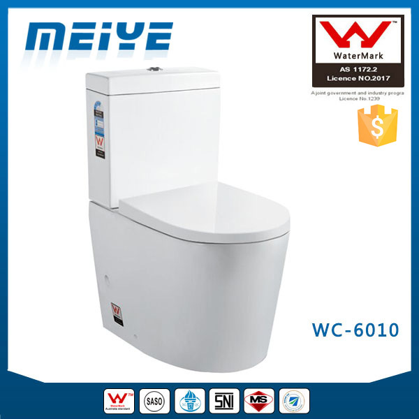 Two-Piece Washdown Watermark Toilet S/P Trap with Geberit or R&T Flush Valve Soft Closing Cover, Australian WELS WC-6010