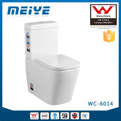 Two-Piece Washdown Watermark Toilet Factory S/P Trap with Geberit or R&T Flush Valve Soft Closing Cover, Australian WELS WC-6014